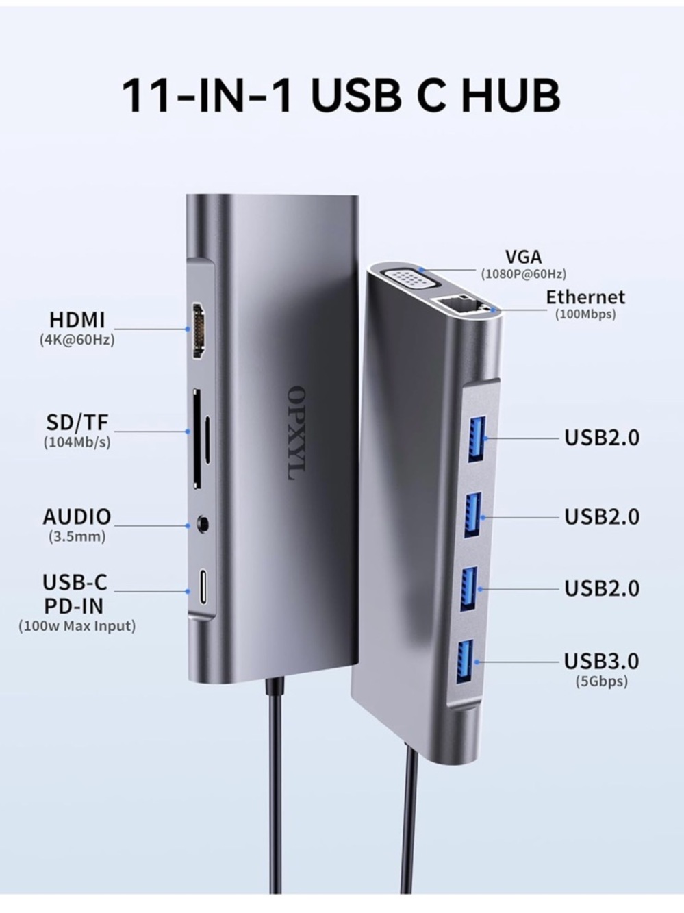11-in-1 USB-C Hub Adapter - Space Gray